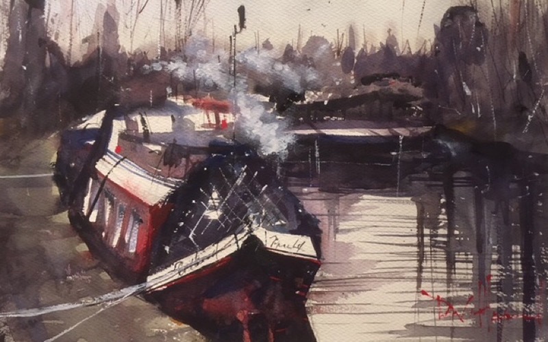 David Heywood 'Thames barge' Original Watercolour 